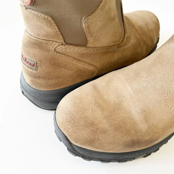LL Bean Thinsulate Taupe Suede 8” Boot Men’s Size 11 Pull-on Style Neoprene Cuff - Picture 8 of 15